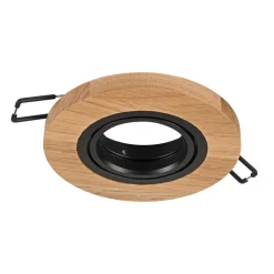 Forsænket loftlampe Tobby, Ø 10 cm, egetræ, GU10