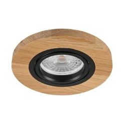 Forsænket loftlampe Tobby, Ø 10 cm, 3 stk. sæt, egetræ GU10
