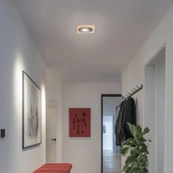 Forsænket loftlampe Tobby, 10 x 10 cm, egetræ, GU10