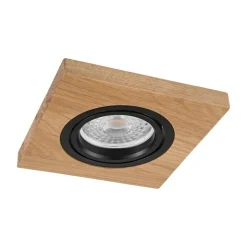 Forsænket loftlampe Tobby, 10 x 10 cm, egetræ, GU10