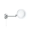 Forstørrende LED-spejl, kromfarvet/frostet, IP44, Ø 20 cm