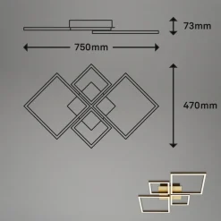 Frame LED-loftlampe, guld, dæmpbar, 4 lyskilder