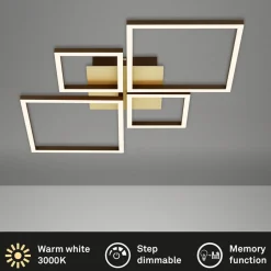 Frame LED-loftlampe, guld, dæmpbar, 4 lyskilder
