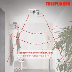 Frame LED-loftlampe, sensor, 47x23 cm, krom/alu