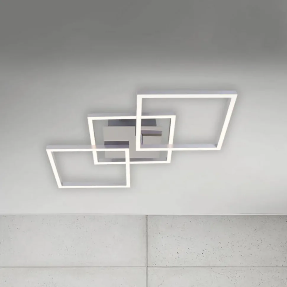 Frame LED-loftlampe, step-dim, krom-alu 76x37cm