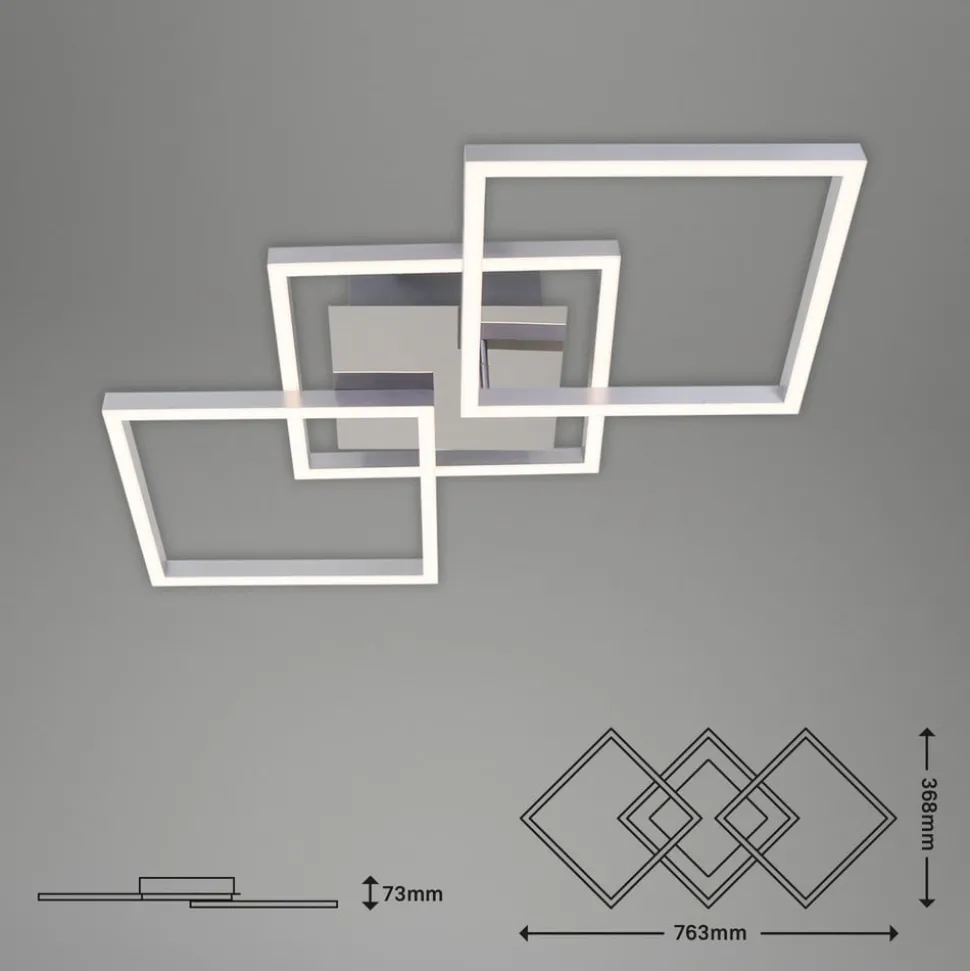 Frame LED-loftlampe, step-dim, krom-alu 76x37cm