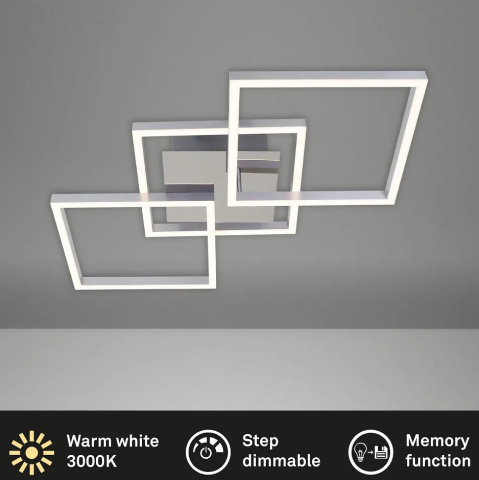 Frame LED-loftlampe, step-dim, krom-alu 76x37cm