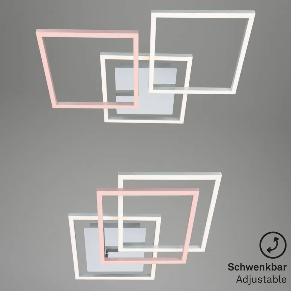 Frame LED-loftlampe, step-dim, krom-alu 76x37cm