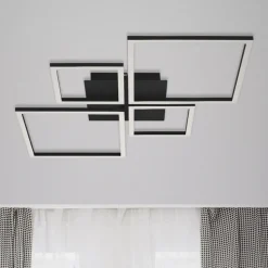 Frame LED-loftlampe, step dim, 4 lyskilder, sort