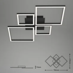 Frame LED-loftlampe, step dim, 4 lyskilder, sort