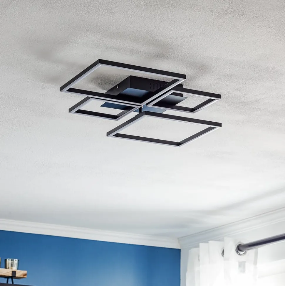 Frame LED-loftslampe, CCT, 4-lys, sort