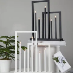 Frame vinduesstage i træ, 5 lyskilder, mørkegrå