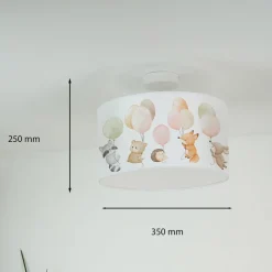 Freddy hængelampe, Ø 35 cm, farverig, dyr, stof, E27