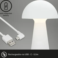 Fungo LED-bordlampe, genopladelig, hvid