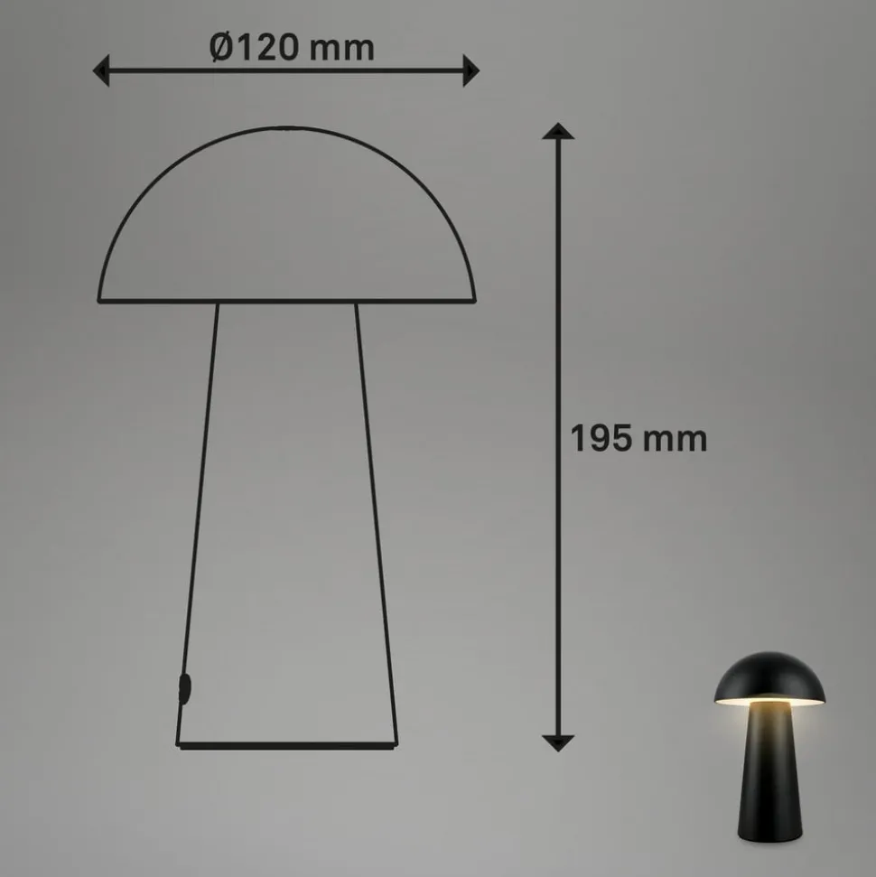 Fungo Mini LED-bordlampe, sort, touch, plast
