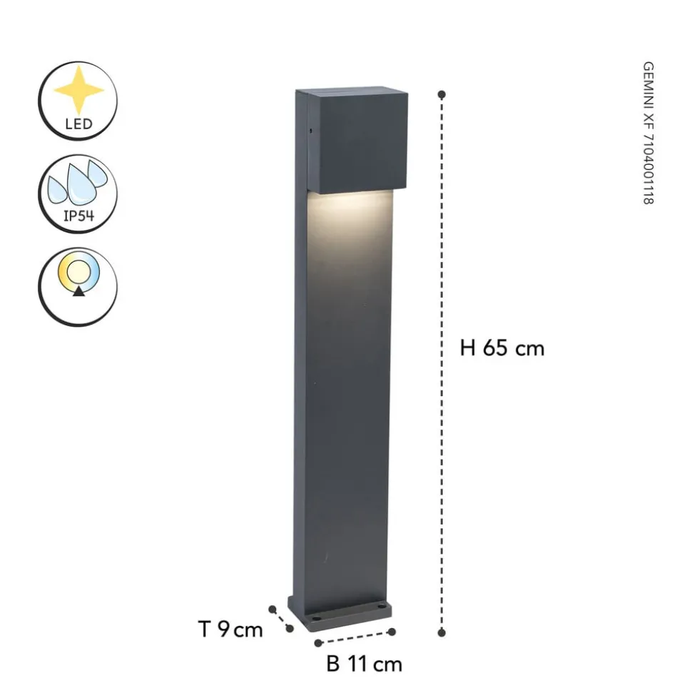 Gemini FX LED-gadelampe, IP54, antracit