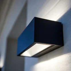 Gemini udendørs LED-væglampe, 22 cm, 3.000 K, sort