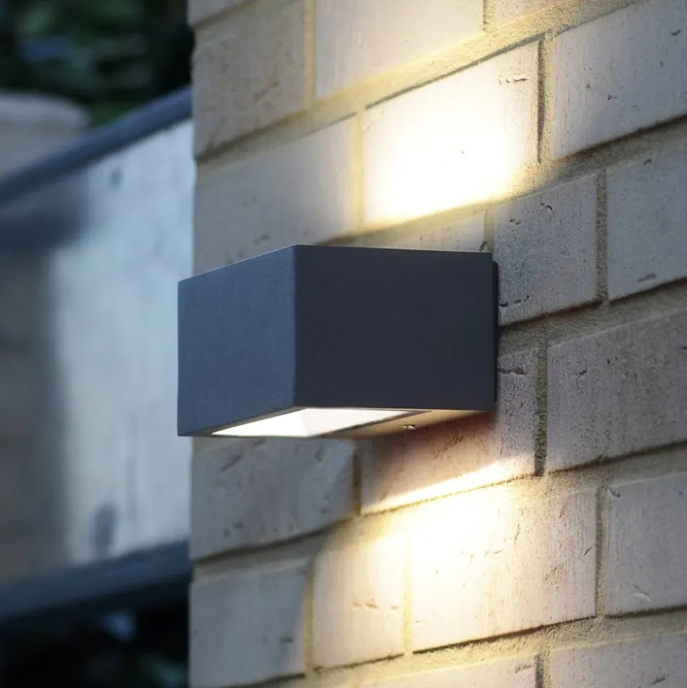 Gemini udendørs LED-væglampe, 22 cm, 4.000K, antracit