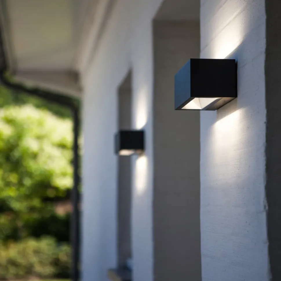 Gemini udendørs LED-væglampe, 22 cm, 4.000K, antracit