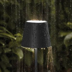 Genopladelig LED-bordlampe Nuindie mini, USB-C, sort, IP54, dæmpbar.