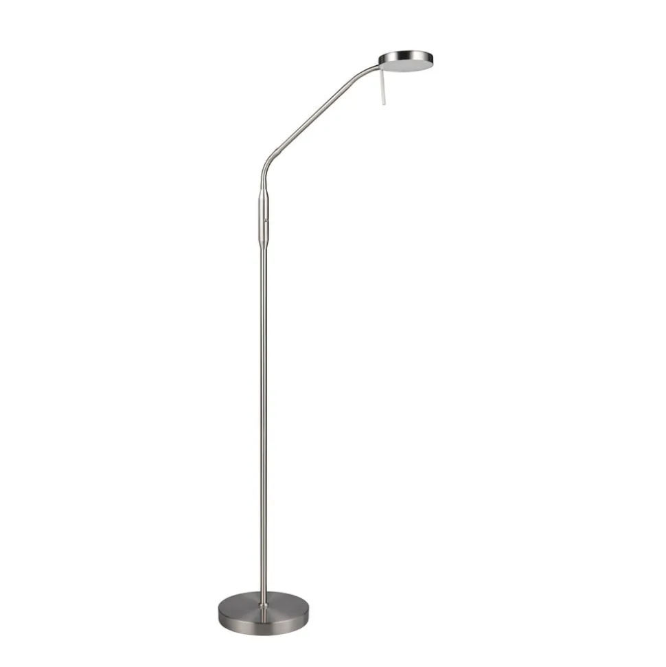 Genopladelig LED-gulvlampe Moreno, mat nikkel, CCT, dæmpbar