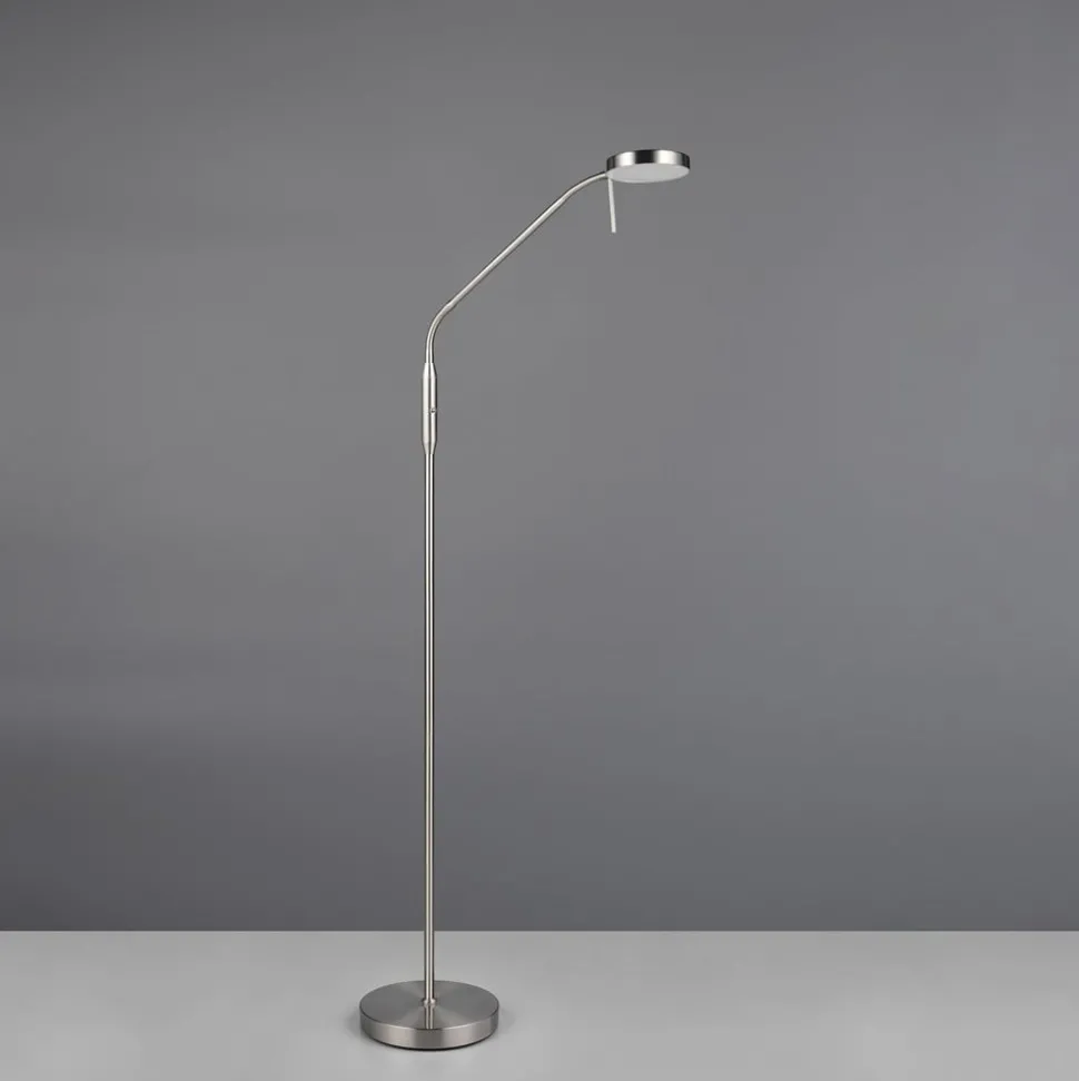 Genopladelig LED-gulvlampe Moreno, mat nikkel, CCT, dæmpbar