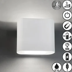 Genopladelig LED-væglampe Magnetics, hvid, op & ned, bredde 10 cm