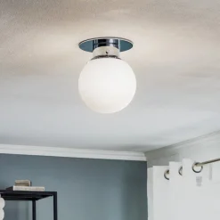 GLOBE klassisk kugle-loftlampe, krom