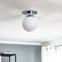 GLOBE klassisk kugle-loftlampe, krom