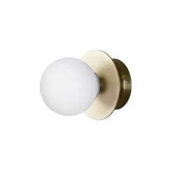 Globen Lighting væglampe ART DECO, messing/hvid Ø 16 cm IP44