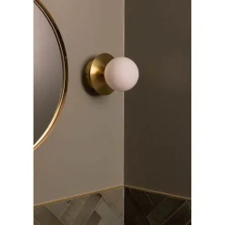 Globen Lighting væglampe ART DECO, messing/hvid Ø 16 cm IP44