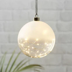 Glow LED-dekokugle, frostet/klar, Ø 15 cm