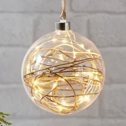 Glow LED-dekokugle, klar, rattan, Ø 15 cm