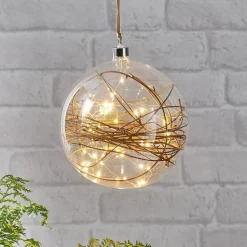 Glow LED-dekokugle, klar, rattan, Ø 20 cm
