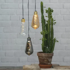 Glow vintage LED-dekolampe med timer, røgfarvet