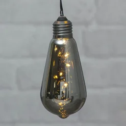 Glow vintage LED-dekolampe med timer, røgfarvet