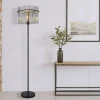 Gorley gulvlampe, højde 152 cm, røggrå, glas/metal