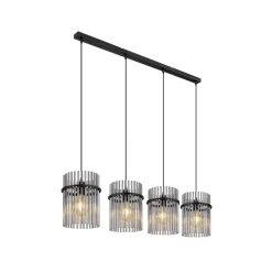 Gorley pendel, længde 110 cm, røggrå, 4-lys, glas
