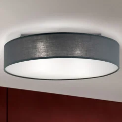 Grå loftlampe Ufo med lærredsskærm