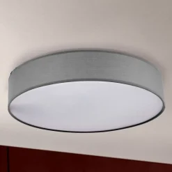 Grå loftlampe Ufo med lærredsskærm