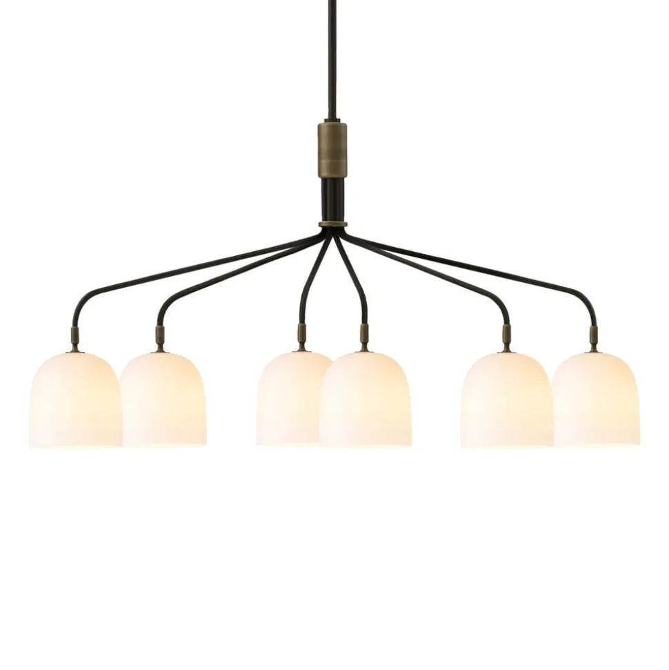 GUBI Lysekrone Howard 6-lys 134x73 cm gunmetal/hvid