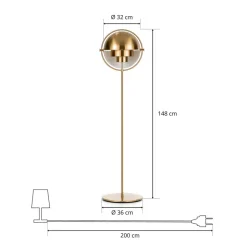 GUBI Multi-Lite gulvlampe, højde 148 cm, messing/messing