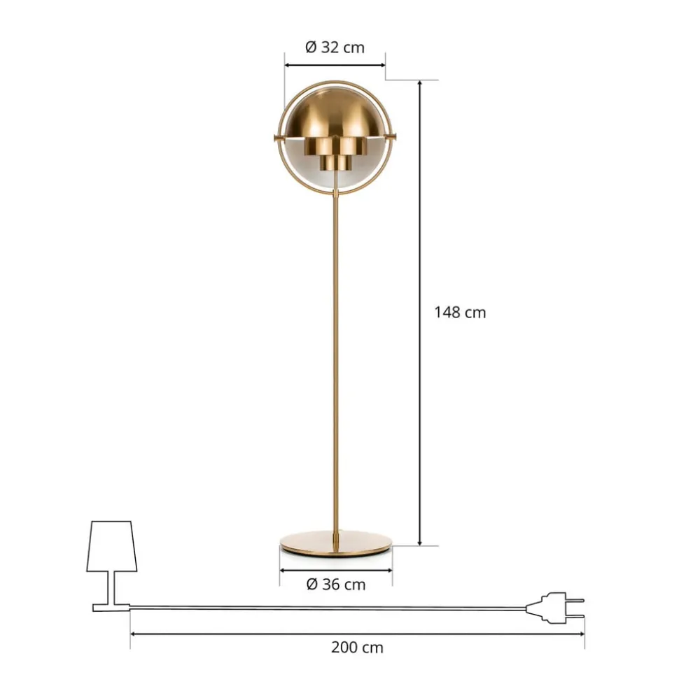 GUBI Multi-Lite gulvlampe, højde 148 cm, messing/messing