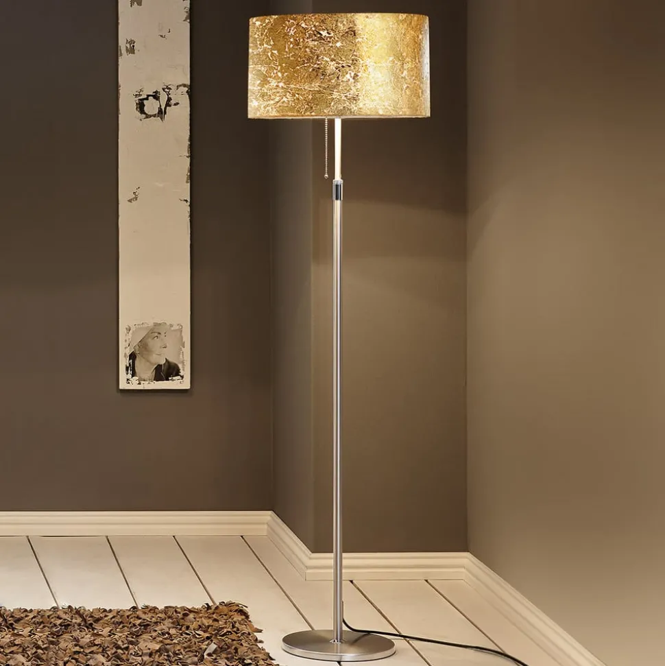 Gulvlampe Alea Loop med bladguld