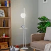 Gulvlampe Bari, hvid, metal, glas