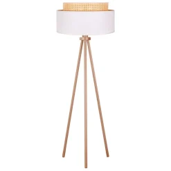 Gulvlampe Boho, treben creme-hvid/rattan
