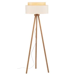 Gulvlampe Boho, treben creme-hvid/rattan