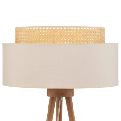 Gulvlampe Boho, treben creme-hvid/rattan