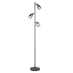 Gulvlampe Cadiz, sort/antracit, 3 lyskilder, højde 154 cm