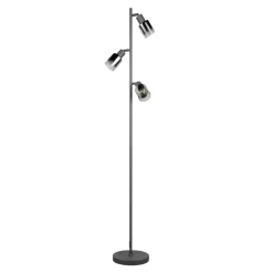 Gulvlampe Cadiz, sort/antracit, 3 lyskilder, højde 154 cm